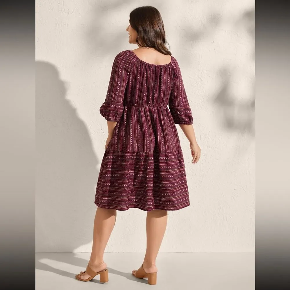 BloomChic Fall Stripes Cinched-Waist Tie Midi Dress – Size 1X - NWT - Picture 4 of 7